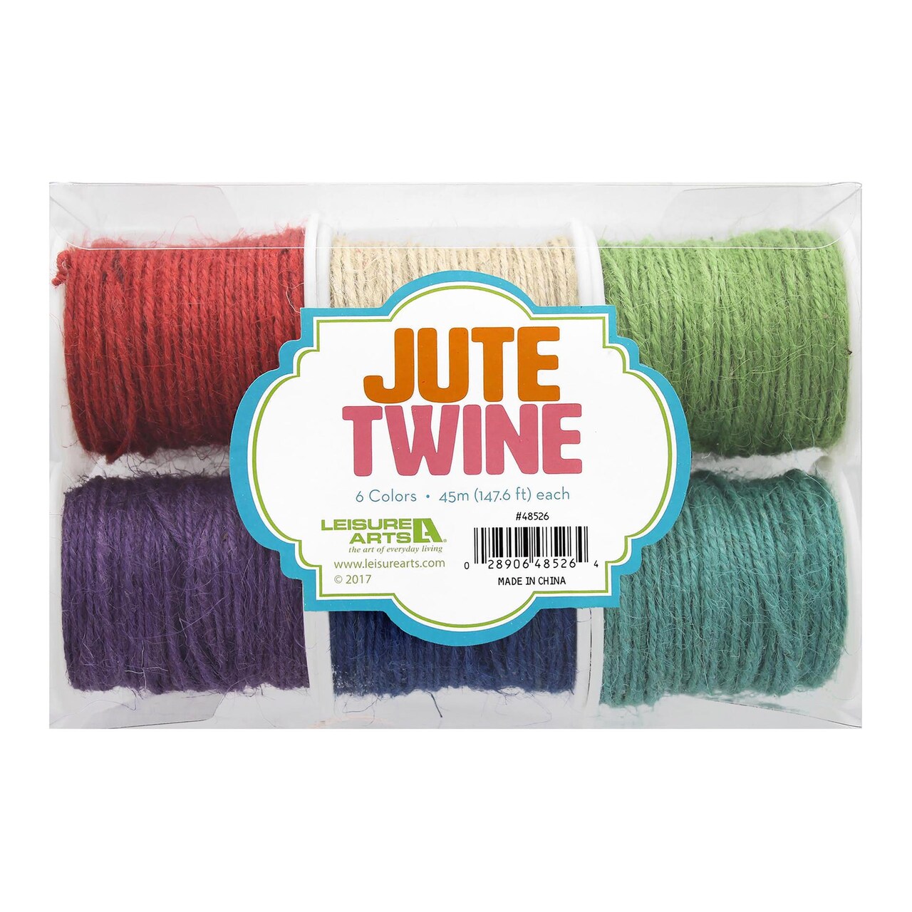 Leisure Arts Jute Cord 6pc – Colored Jute Twine Set with 6 Rolls of 3 Strand Twisted Natural Jute Rope for Crafts, DIY Projects, Gift Wrapping & Floral Arrangements
